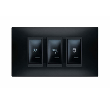 Univerzalni indikator za kupatilo Aling crne boje sa tri oznake za svetlo, grejalicu i bojler